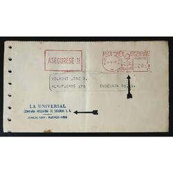 ARGENTINA. 1967 SOBRE LA UNIVERSAL SEGUROS **PERMISO 968**